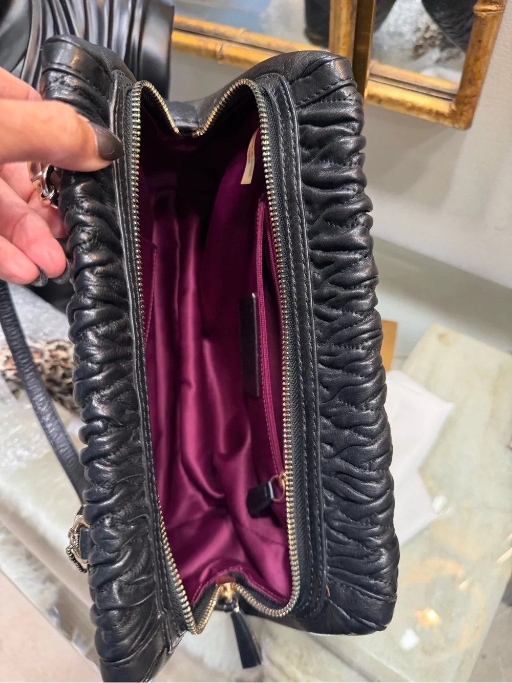 Coach Black Quilted-Textured Leather Shoulder Bag